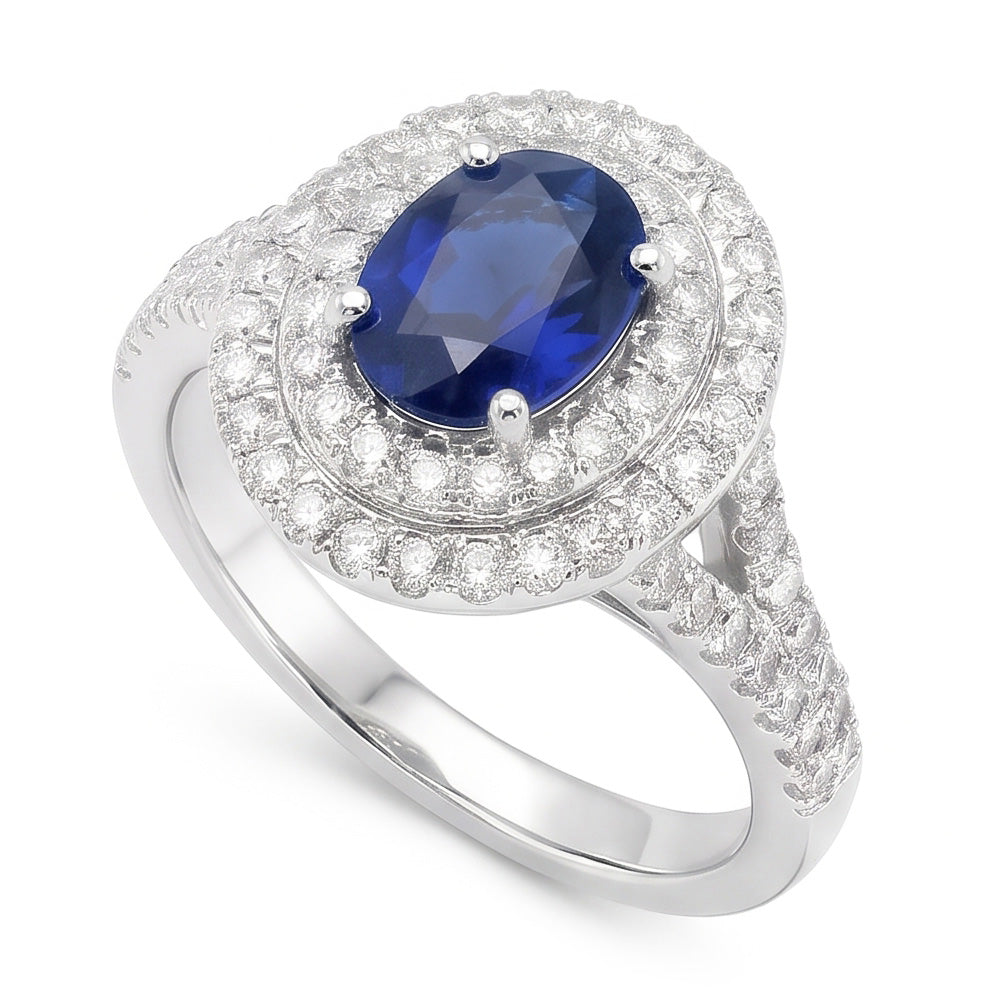 Natural Sapphire Ring 11.25ct - White Gold 14K