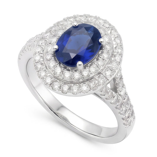 Natural Sapphire Ring 11.25ct - White Gold 14K