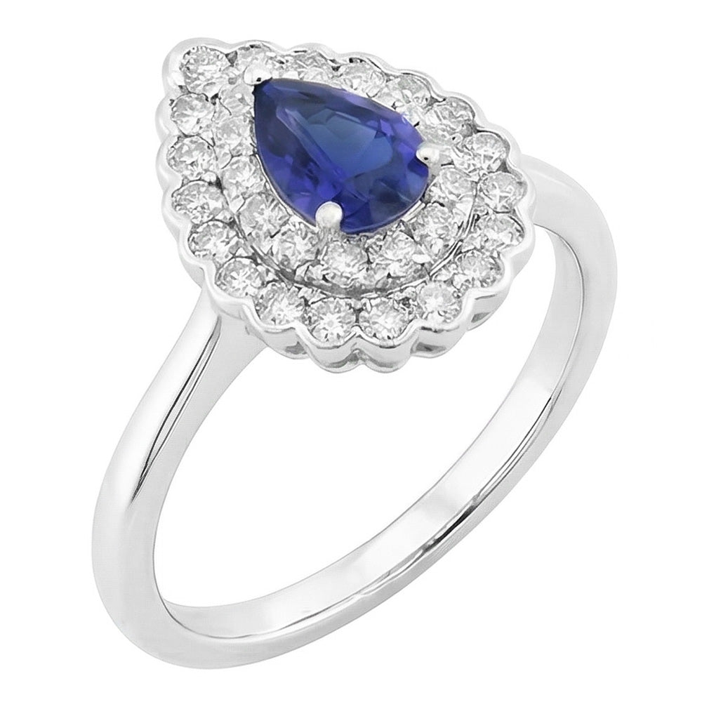 Natural Sapphire Ring 1ct - White Gold 14K