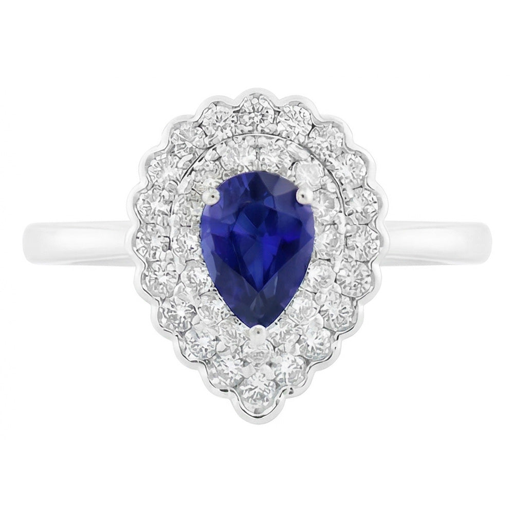 Natural Sapphire Ring 1ct - White Gold 14K