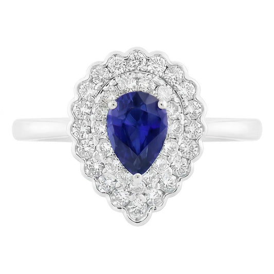 Natural Sapphire Ring 1ct - White Gold 14K