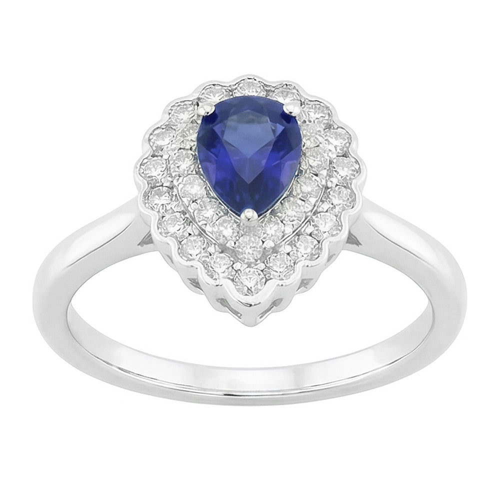 Natural Sapphire Ring 1ct - White Gold 14K