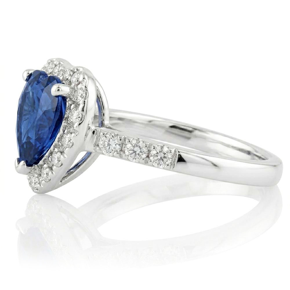 Natural Sapphire Ring 1ct - White Gold 14K