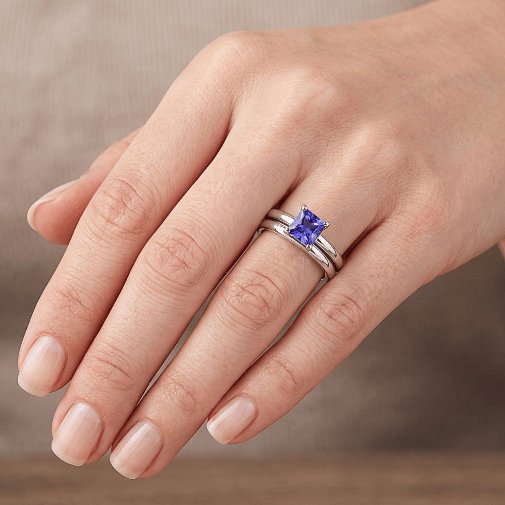 Natural Sapphire Ring 1ct - White Gold 14K
