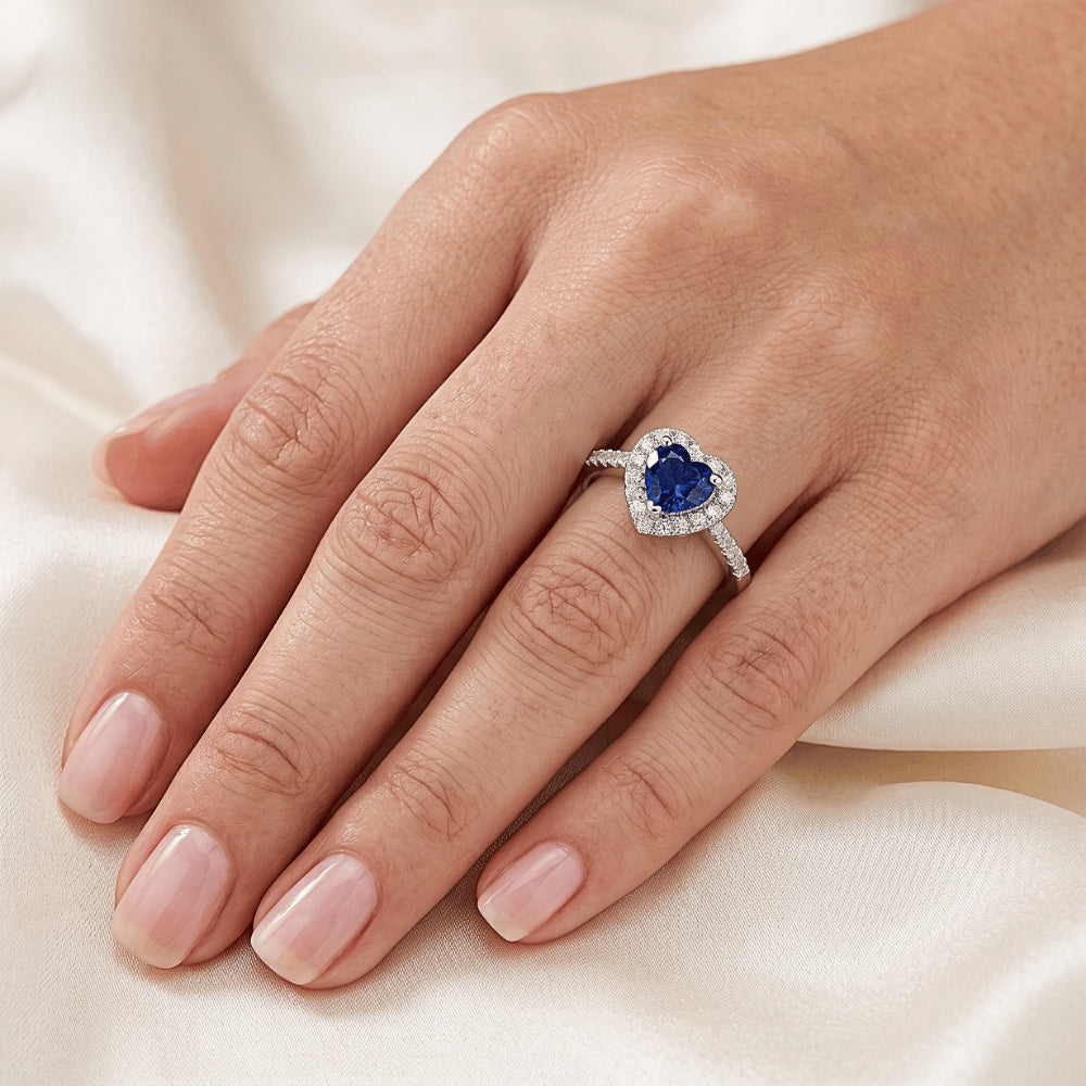 Natural Sapphire Ring 1ct - White Gold 14K