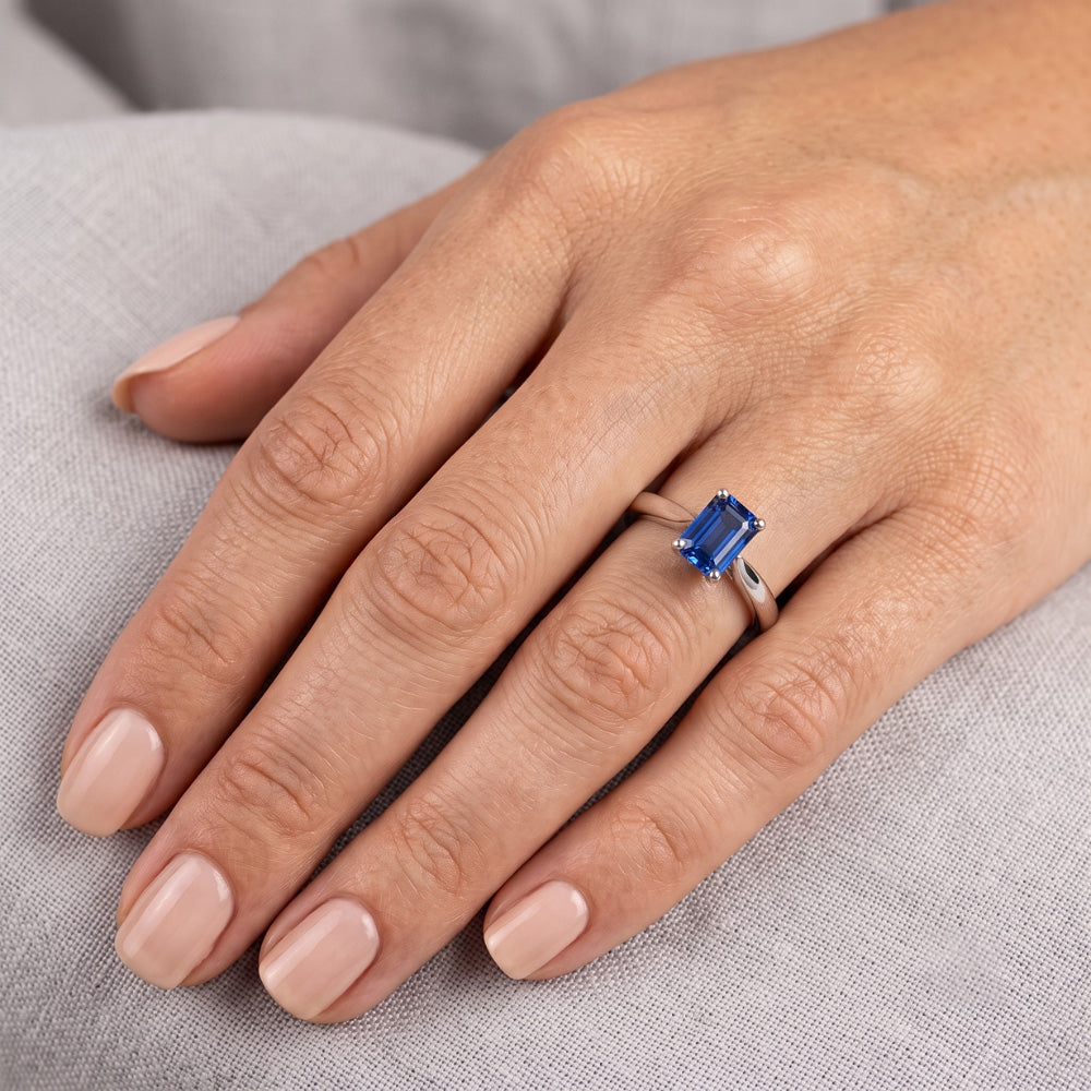 Natural Sapphire Ring 1ct - White Gold 14K