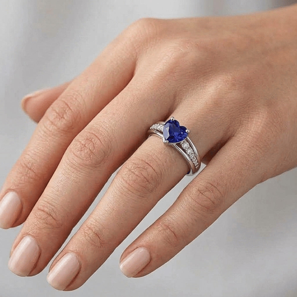 Natural Sapphire Ring 1ct - White Gold 14K