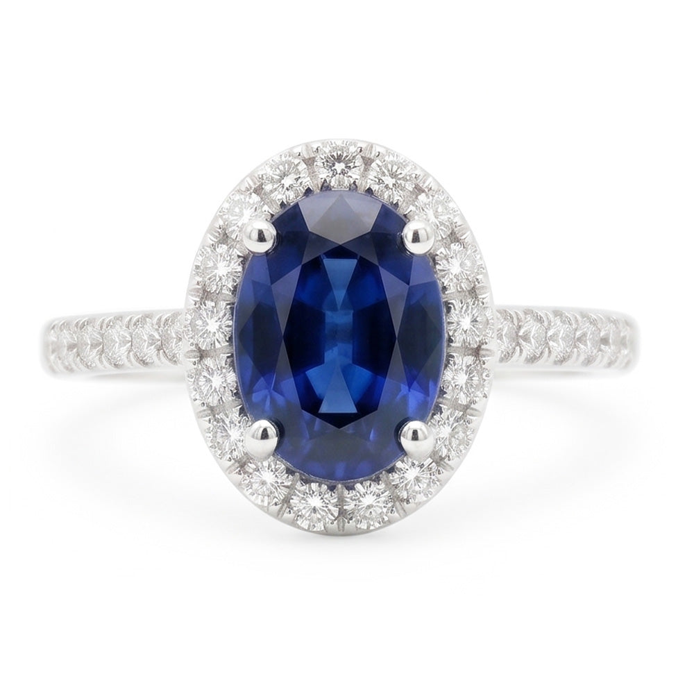 Natural Sapphire Ring 2.25ct - White Gold 14K