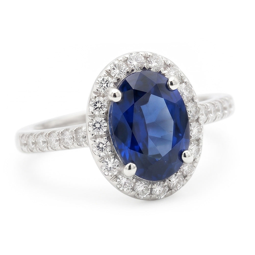 Natural Sapphire Ring 2.25ct - White Gold 14K
