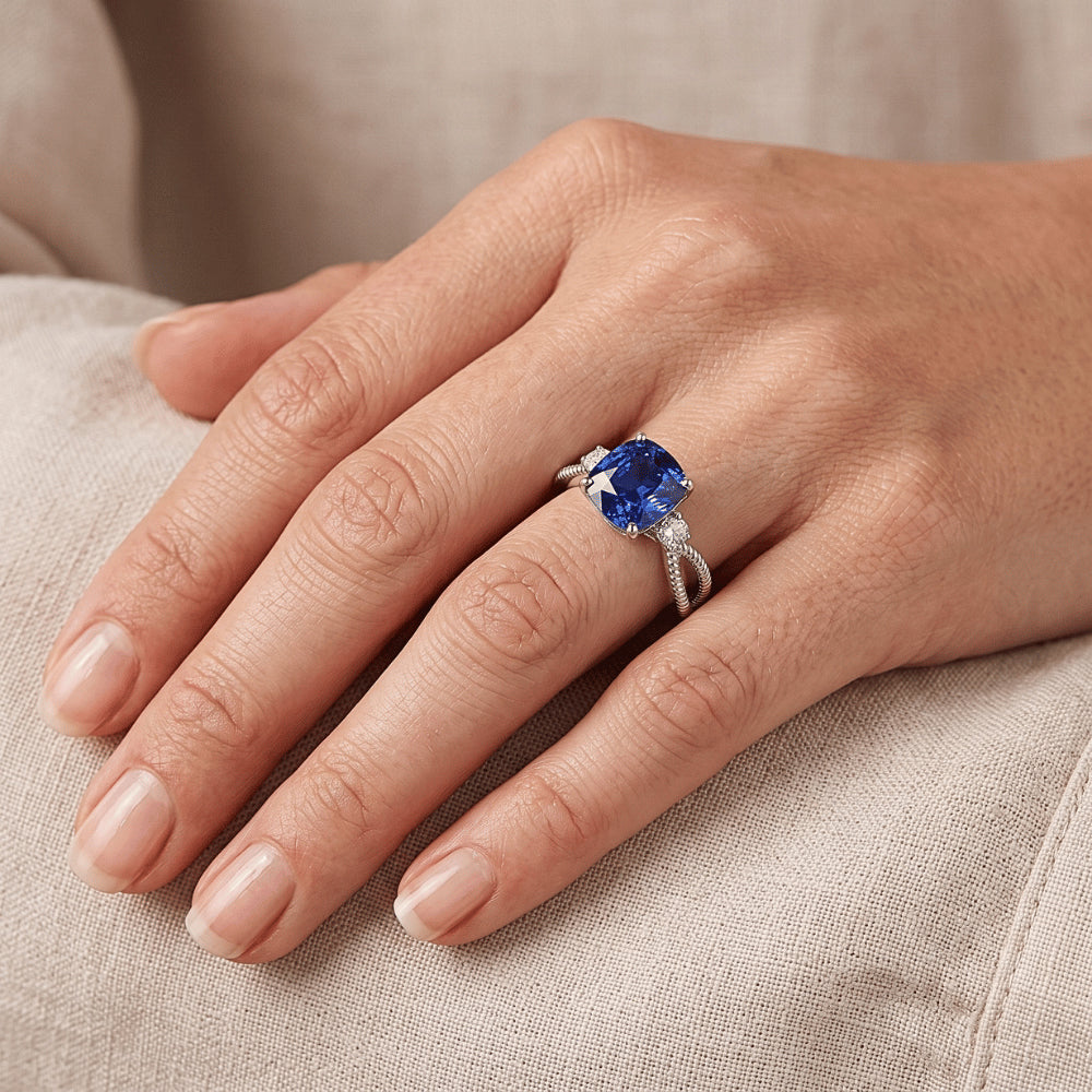 Natural Sapphire Ring 2.25ct - White Gold 14K