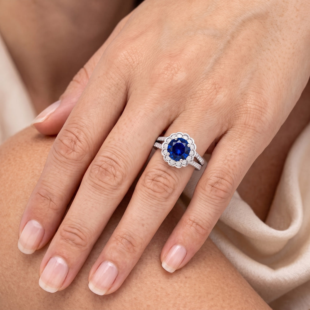 Natural Sapphire Ring 2.25ct - White Gold 14K