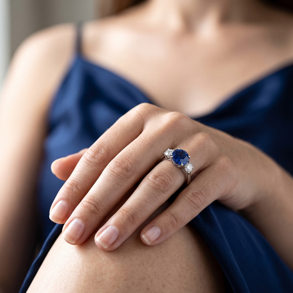Natural Sapphire Ring 2.25ct - White Gold 14K