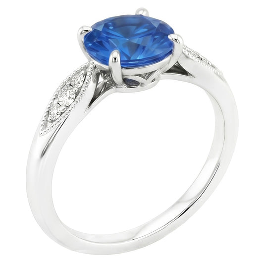 Natural Sapphire Ring 2.40ct - White Gold 14K