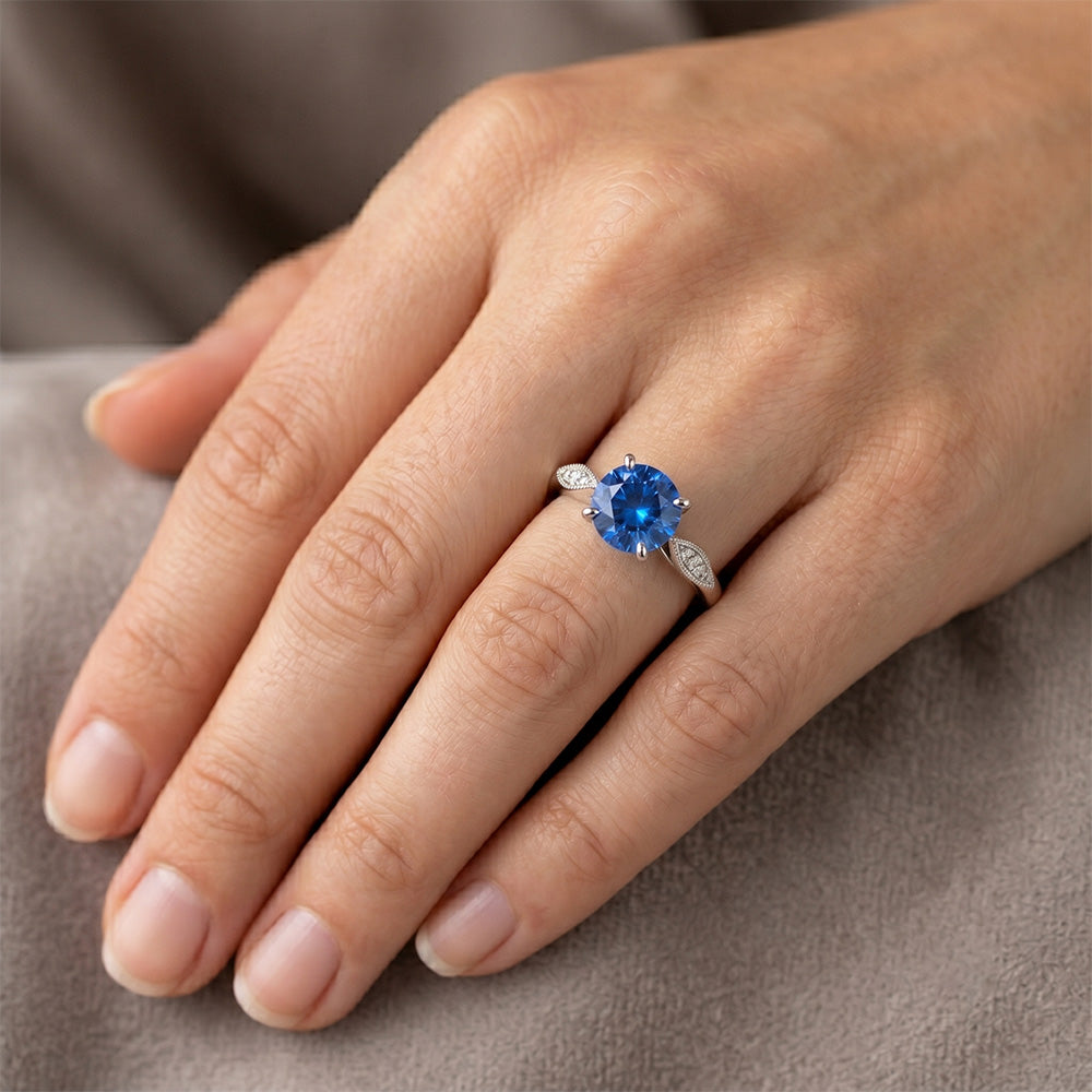 Natural Sapphire Ring 2.40ct - White Gold 14K