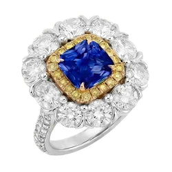 Natural Sapphire Ring 2.50ct - Two Tone 14K Gold