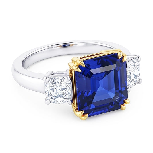Natural Sapphire Ring 2.50ct - Two Tone 14K Gold