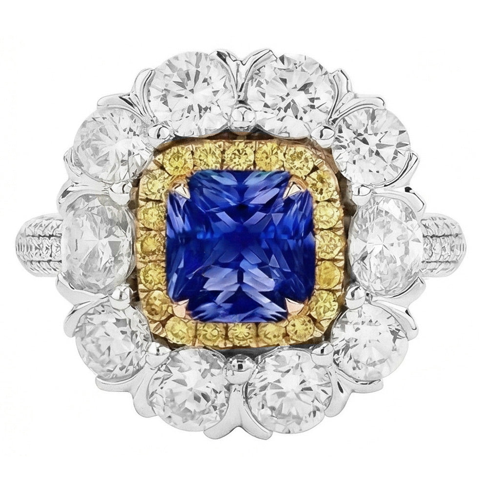 Natural Sapphire Ring 2.50ct - Two Tone 14K Gold