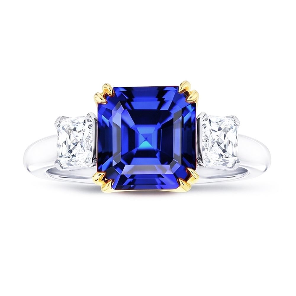 Natural Sapphire Ring 2.50ct - Two Tone 14K Gold