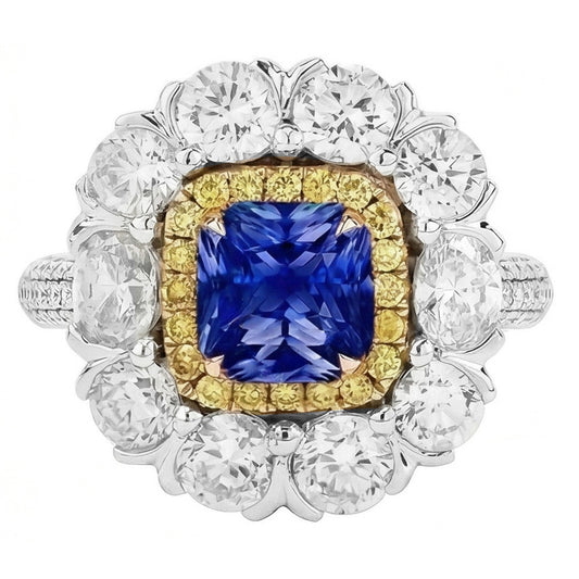 Natural Sapphire Ring 2.50ct - Two Tone 14K Gold