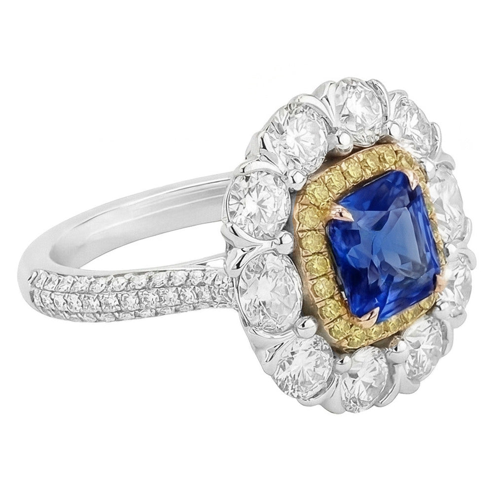 Natural Sapphire Ring 2.50ct - Two Tone 14K Gold