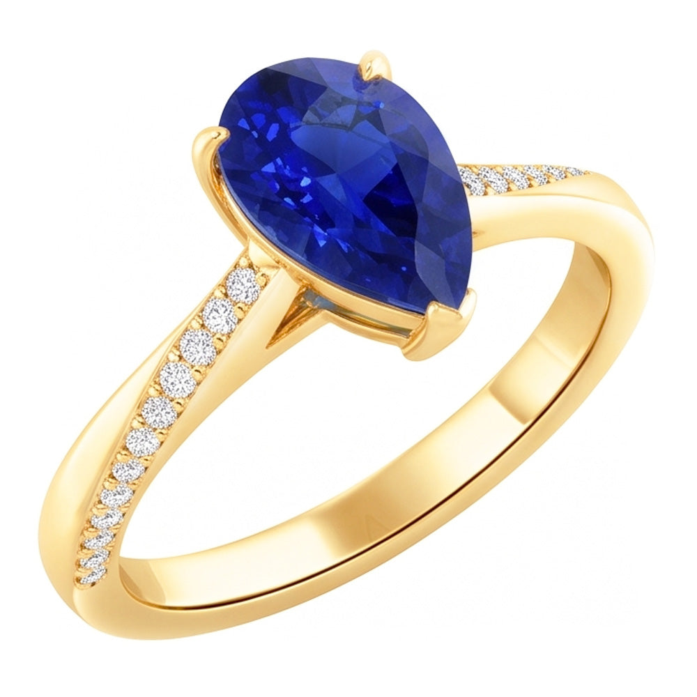 Natural Sapphire Ring 2.50ct - Two Tone 14K Gold