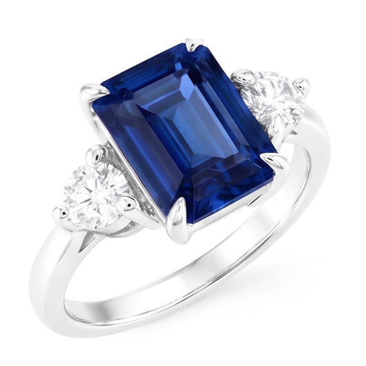 Natural Sapphire Ring 2.50ct - White Gold 14K