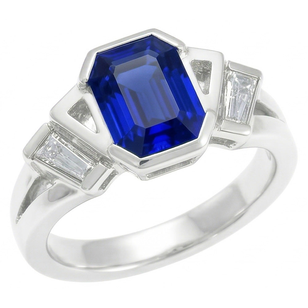 Natural Sapphire Ring 2.50ct - White Gold 14K