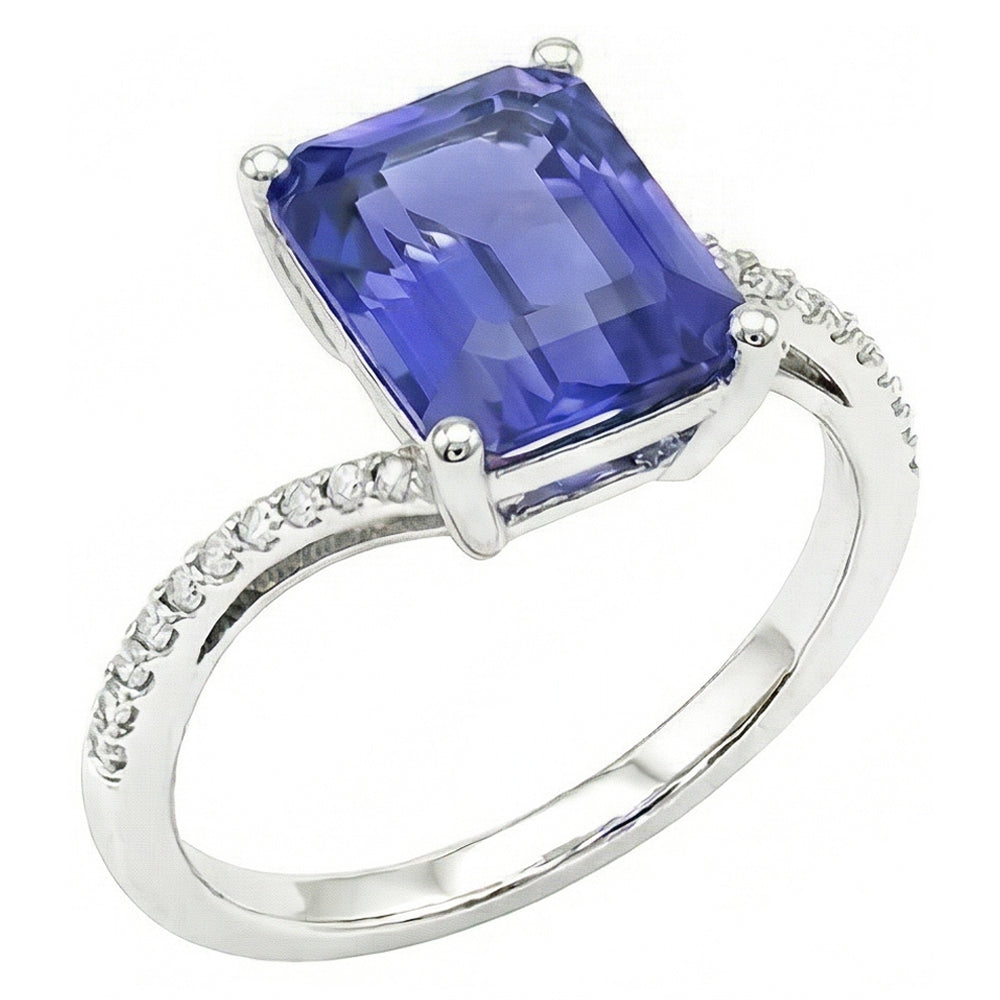Natural Sapphire Ring 2.50ct - White Gold 14K