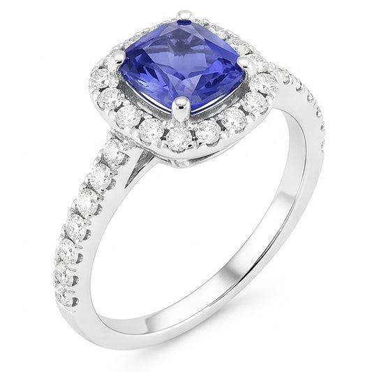 Natural Sapphire Ring 2.50ct - White Gold 14K