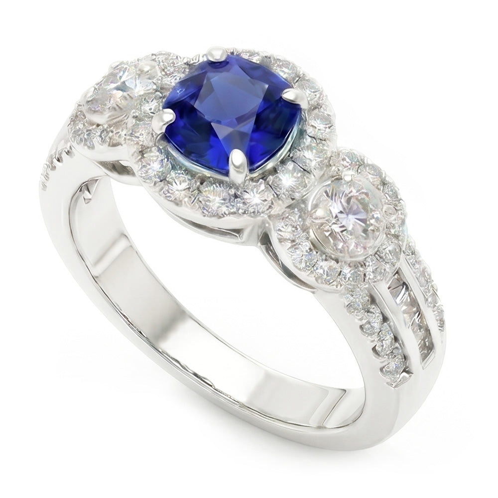 Natural Sapphire Ring 2.50ct - White Gold 14K