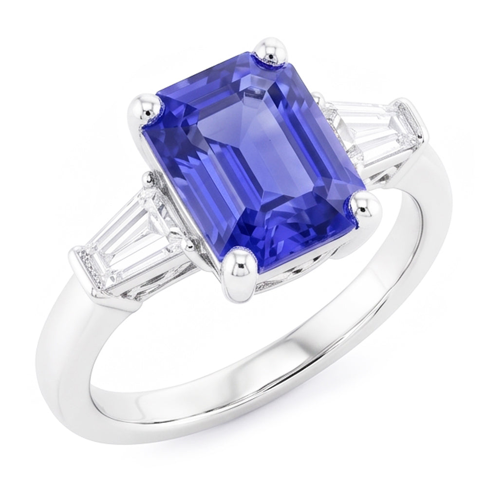 Natural Sapphire Ring 2.50ct - White Gold 14K