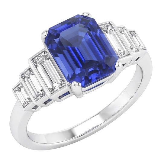 Natural Sapphire Ring 2.50ct - White Gold 14K