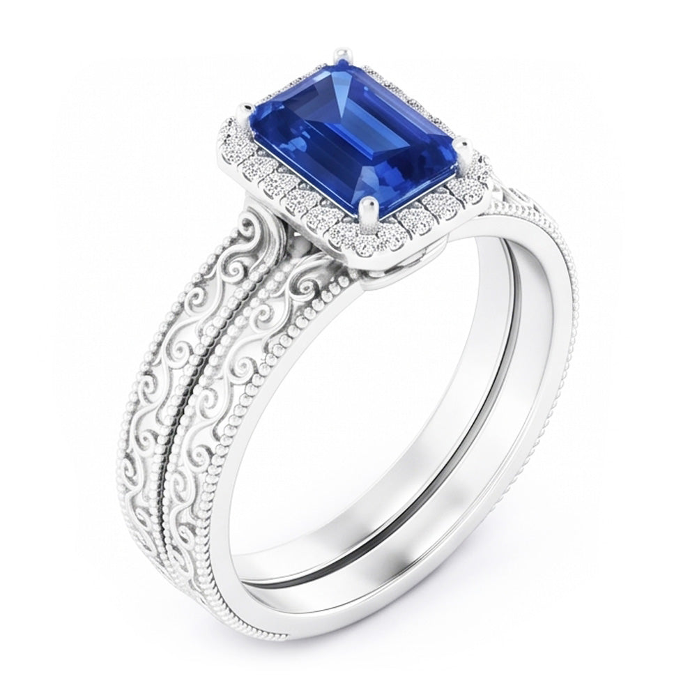 Natural Sapphire Ring 2.50ct - White Gold 14K