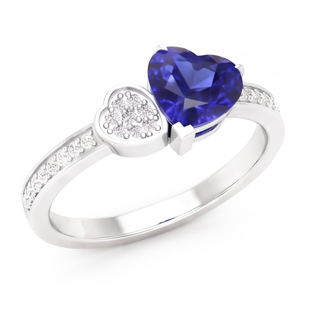 Natural Sapphire Ring 2.50ct - White Gold 14K