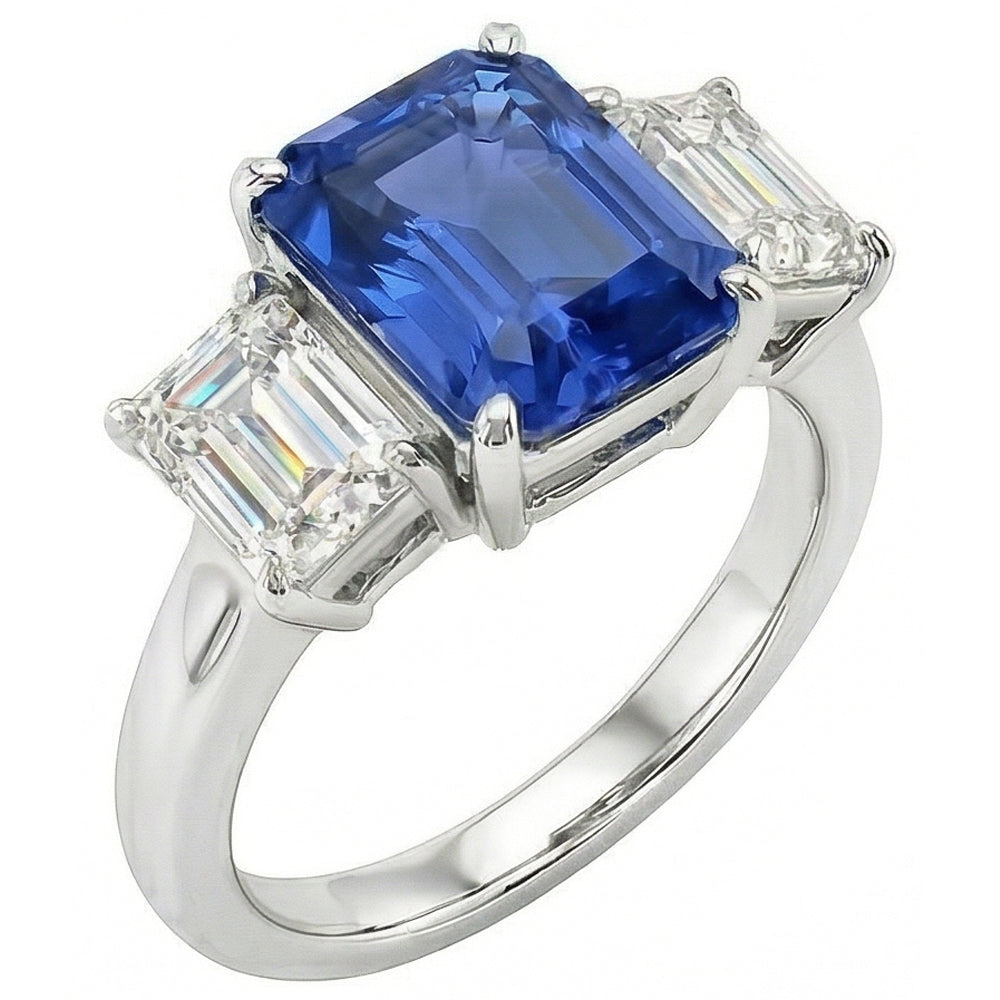 Natural Sapphire Ring 2.50ct - White Gold 14K