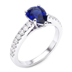 Natural Sapphire Ring 2.50ct - White Gold 14K