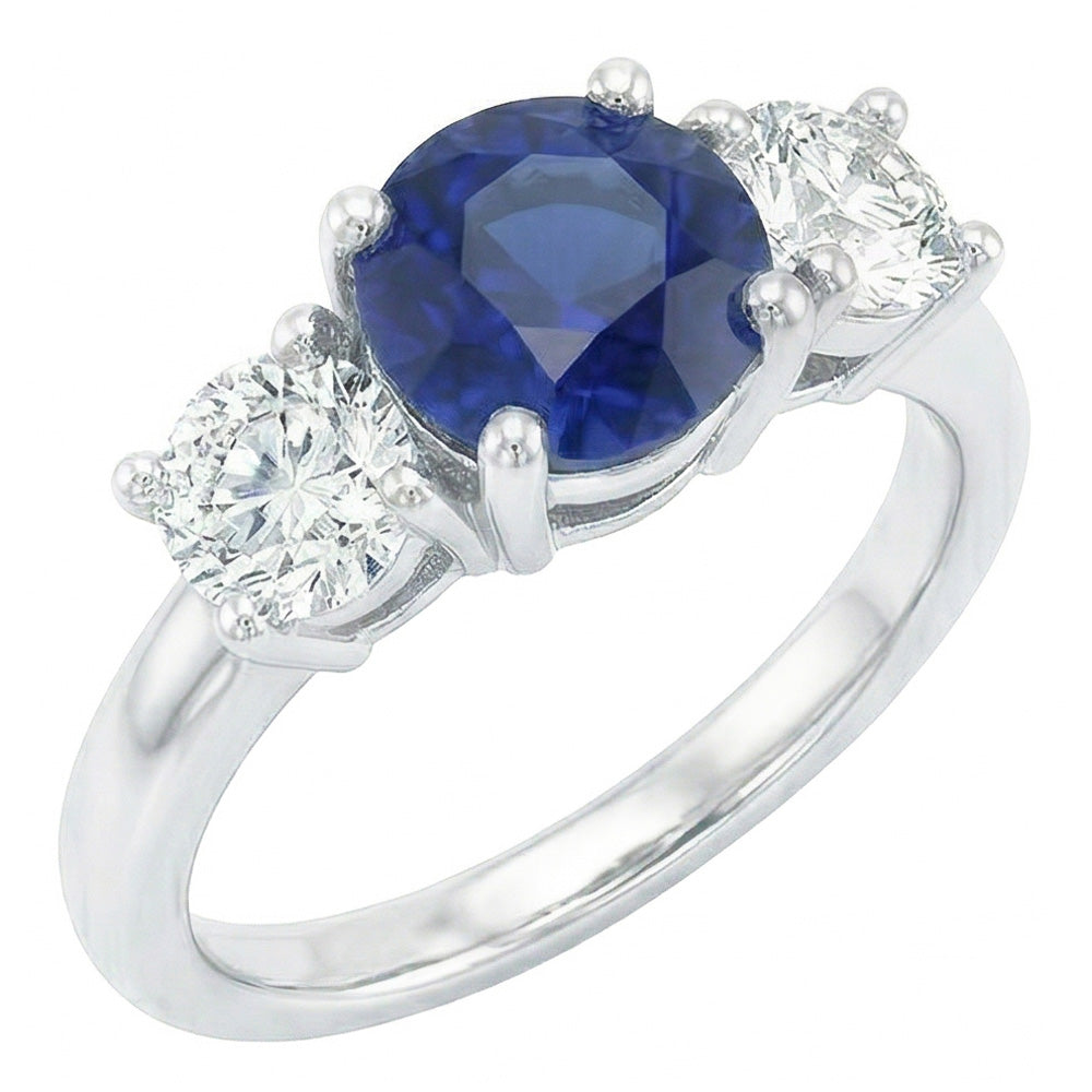Natural Sapphire Ring 2.50ct - White Gold 14K