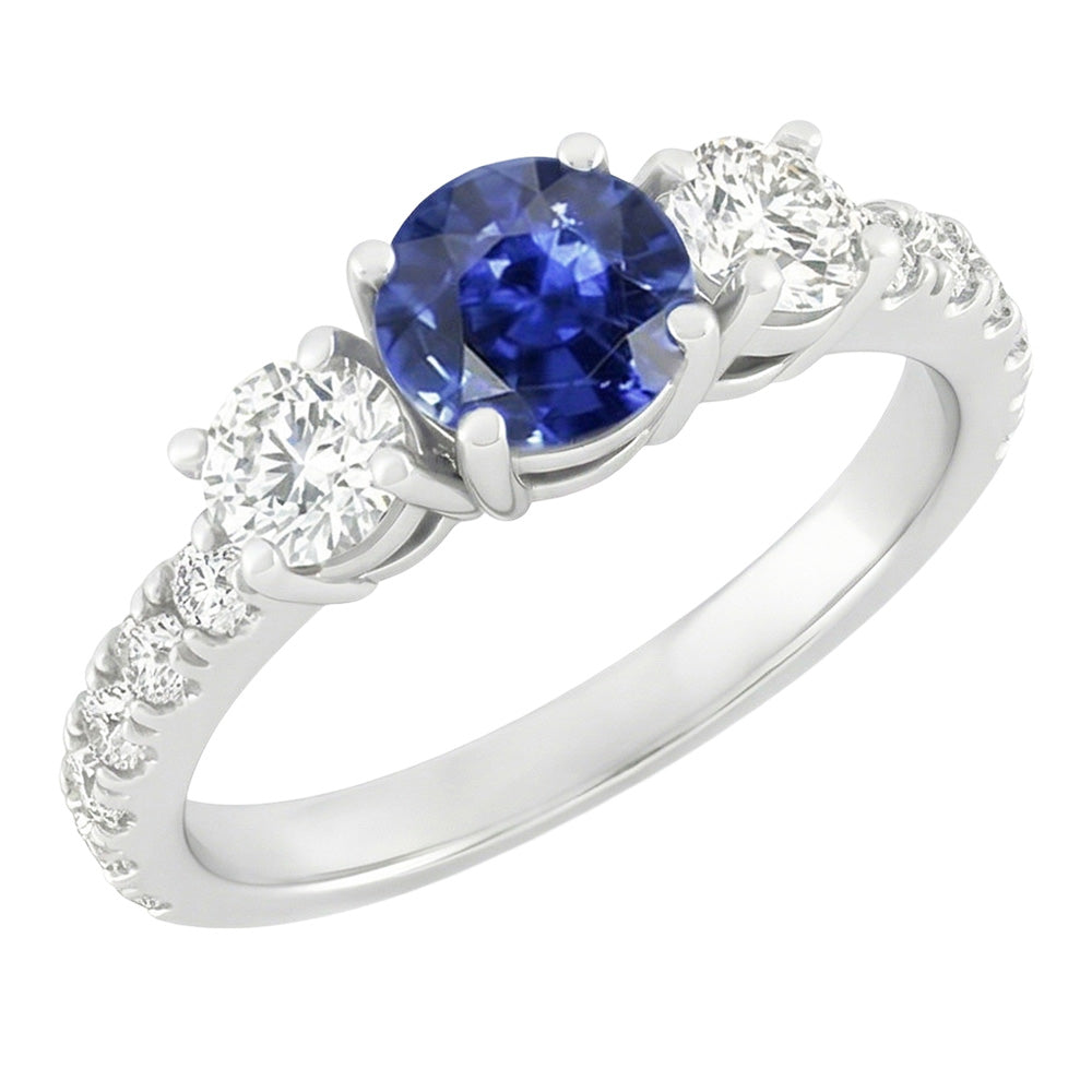 Natural Sapphire Ring 2.50ct - White Gold 14K