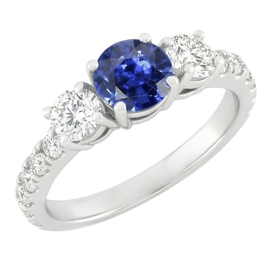 Natural Sapphire Ring 2.50ct - White Gold 14K