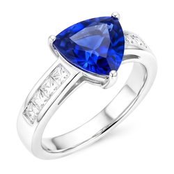 Natural Sapphire Ring 2.50ct - White Gold 14K