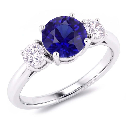Natural Sapphire Ring 2.50ct - White Gold 14K