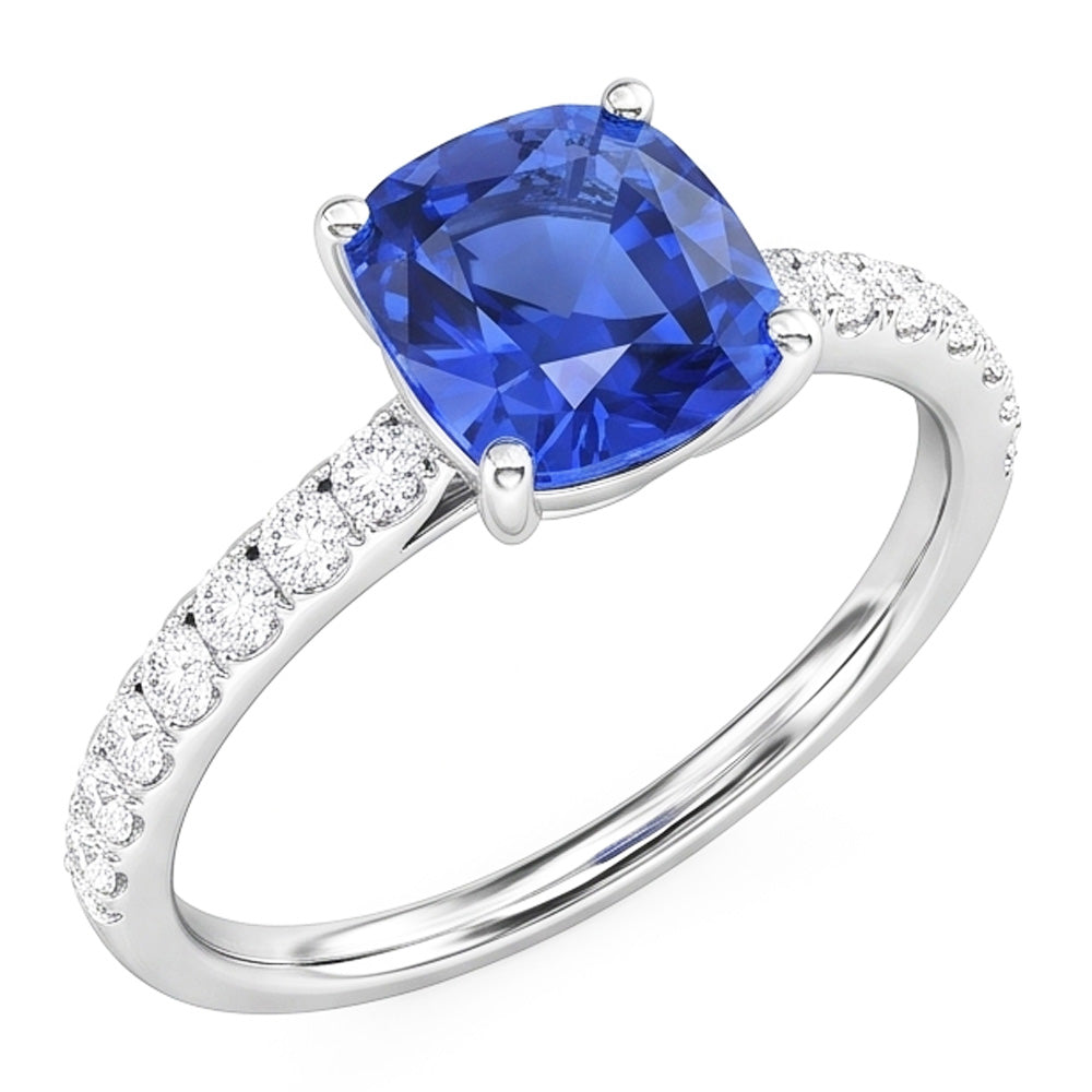 Natural Sapphire Ring 2.50ct - White Gold 14K