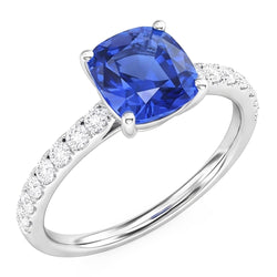 Natural Sapphire Ring 2.50ct - White Gold 14K