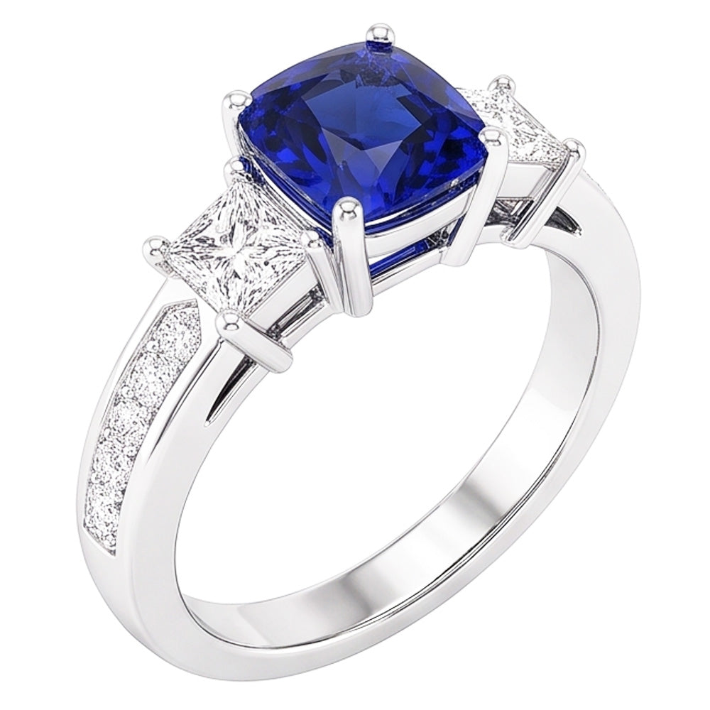 Natural Sapphire Ring 2.50ct - White Gold 14K