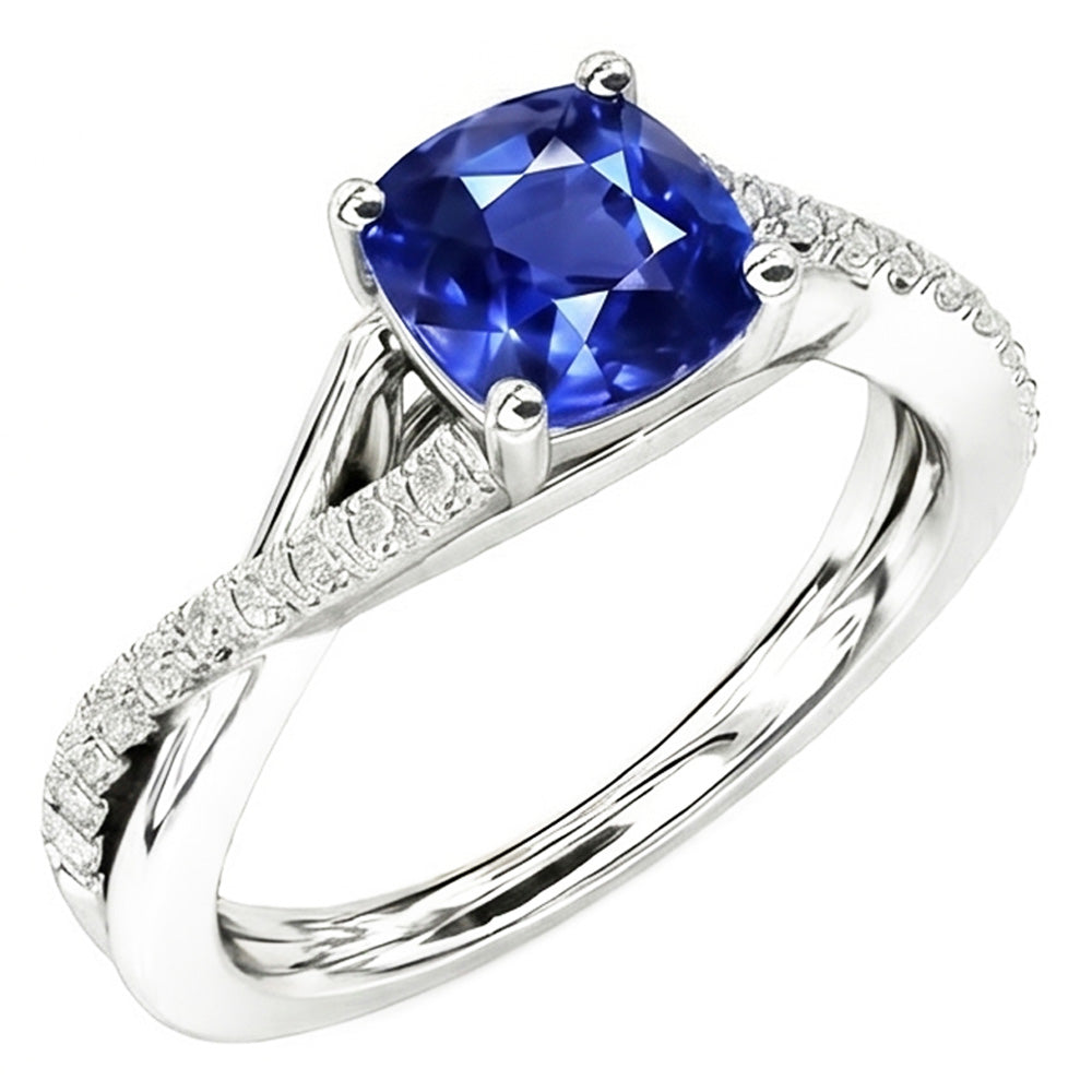 Natural Sapphire Ring 2.50ct - White Gold 14K