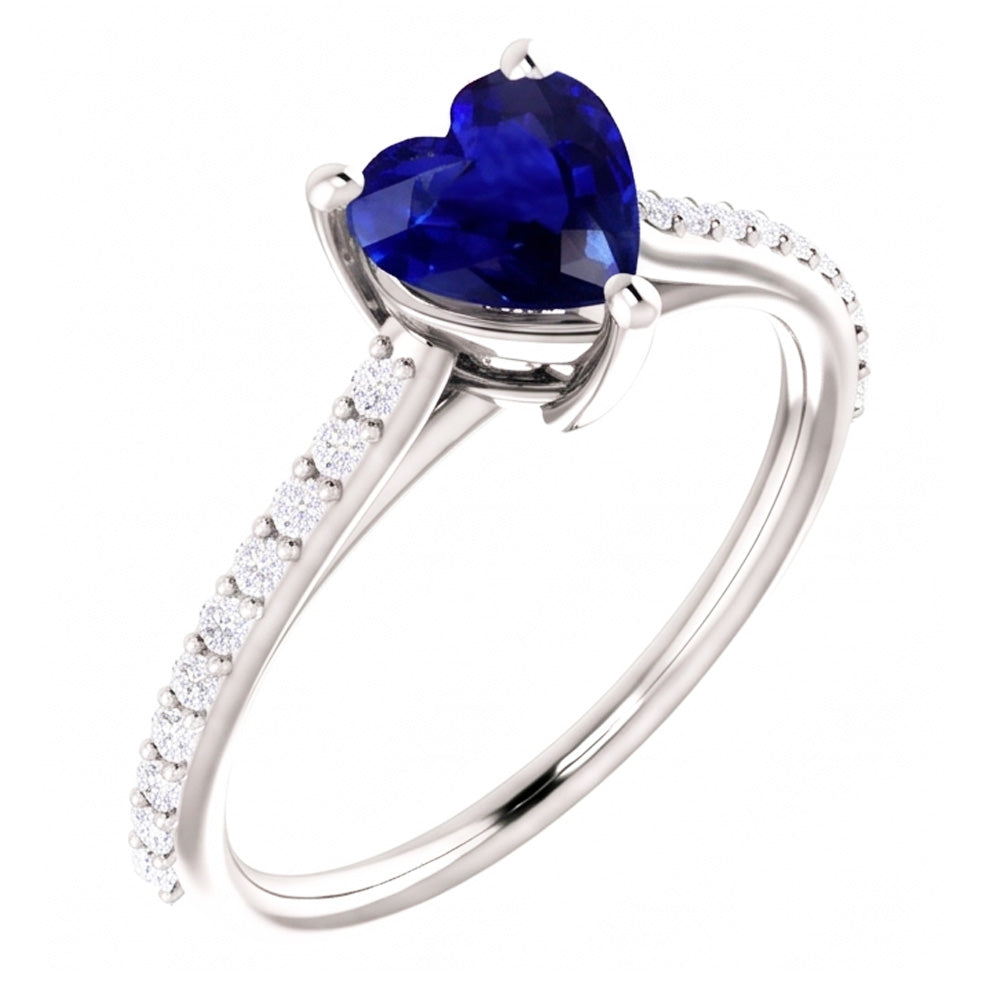Natural Sapphire Ring 2.50ct - White Gold 14K