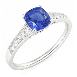 Natural Sapphire Ring 2.50ct - White Gold 14K