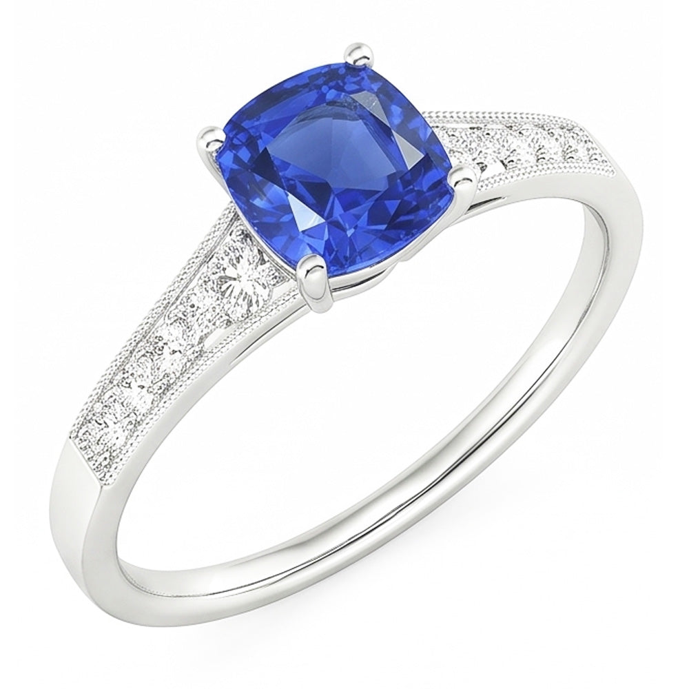 Natural Sapphire Ring 2.50ct - White Gold 14K