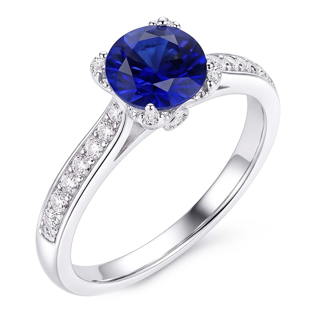 Natural Sapphire Ring 2.50ct - White Gold 14K