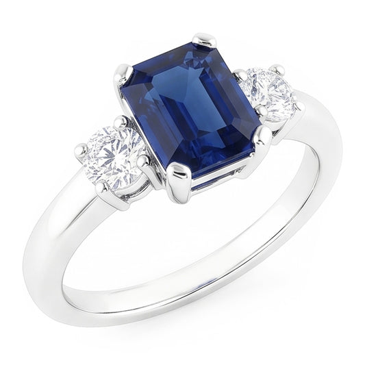 Natural Sapphire Ring 2.50ct - White Gold 14K